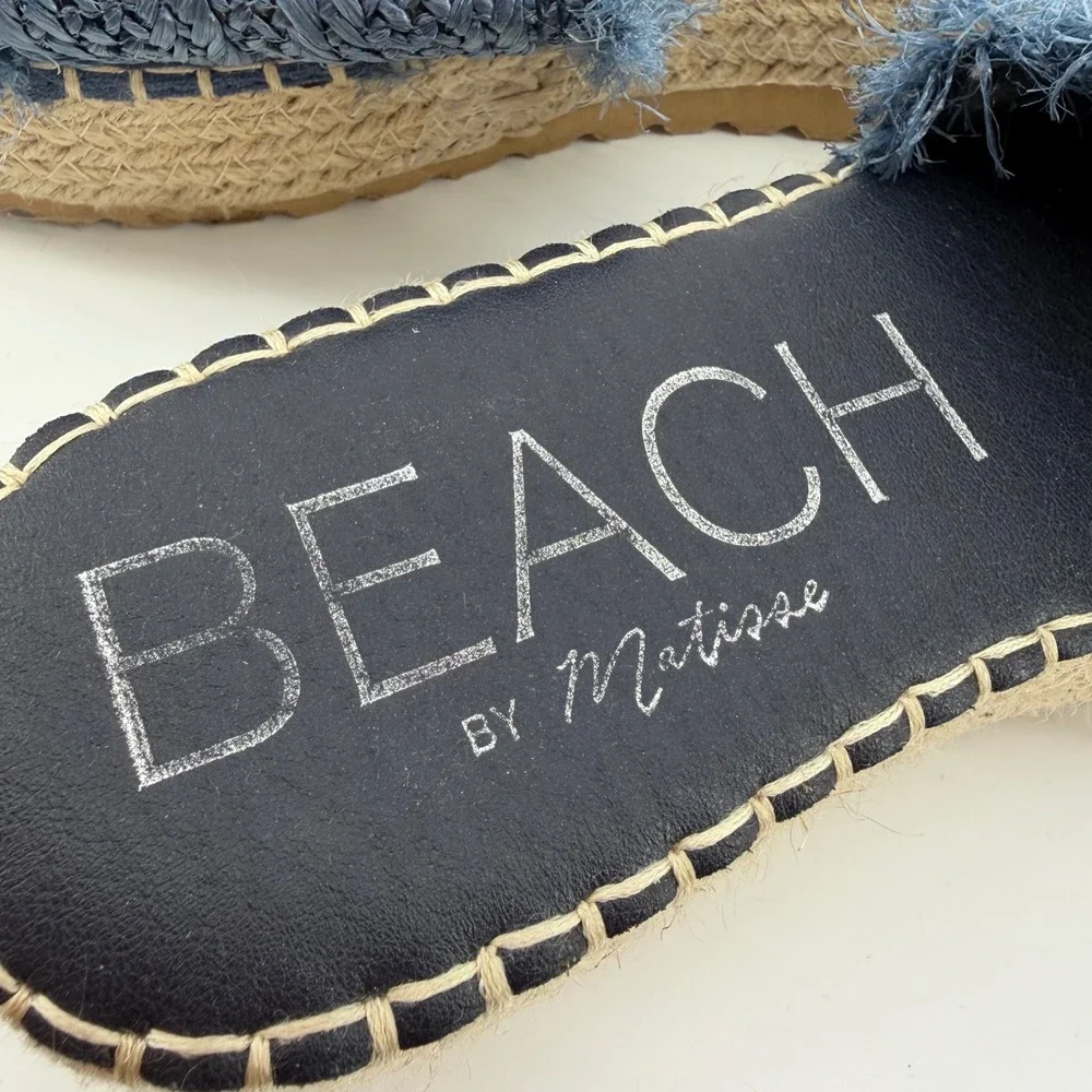 Beach‎ by Matisse Seashell Sandals Blue Size 10 Raffia Espadrille Platform Slide